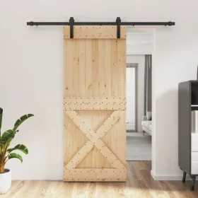 Puerta corredera con herrajes madera maciza de pino 85x210 cm de vidaXL, Puertas - Ref: Foro24-3203000, Precio: 177,49 €, Des...