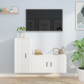 Set de muebles de TV 2 piezas madera contrachapada blanco en Muebles TV | Comprar online en Foru.es
