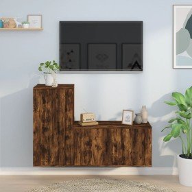 Set de muebles de TV 2 pzas madera contrachapada roble ahumado en Muebles TV | Comprar online en Foru.es