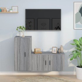 Set de muebles para TV 2 pzas madera contrachapada gris Sonoma en Muebles TV | Comprar online en Foru.es