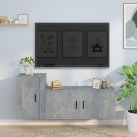 Set de muebles de TV 2 pzas madera contrachapada gris hormigón en Muebles TV | Comprar online en Foru.es