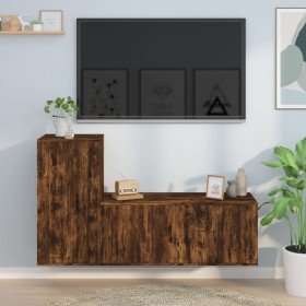 Set de muebles de TV 2 pzas madera contrachapada roble ahumado en Muebles TV | Comprar online en Foru.es