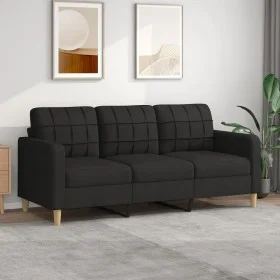 Sofá de 3 plazas de tela negro 180 cm de vidaXL, Sofás - Ref: Foro24-359103, Precio: 255,16 €, Descuento: %