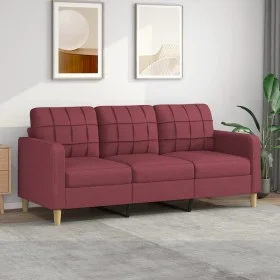 Sofá de 3 plazas de tela rojo tinto 180 cm de vidaXL, Sofás - Ref: Foro24-359105, Precio: 234,35 €, Descuento: %