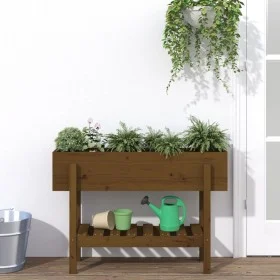 Arriate elevado de jardín madera pino marrón miel 101x30x69 cm de vidaXL, Maceteros y jardineras - Ref: Foro24-825243, Precio...