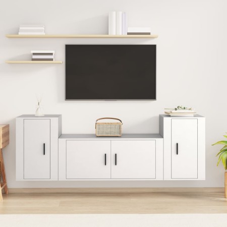 Set de muebles de TV 3 piezas madera contrachapada blanco en Muebles TV | Comprar online en Foru.es