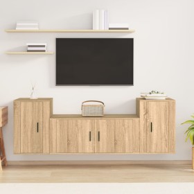 Set de muebles para TV 3 pzas madera contrachapada roble sonoma en Muebles TV | Comprar online en Foru.es