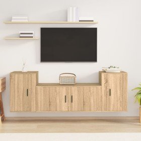 Set de muebles para TV 3 pzas madera contrachapada roble sonoma en Muebles TV | Comprar online en Foru.es