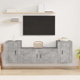 Set de muebles de TV 3 pzas madera contrachapada gris hormigón en Muebles TV | Comprar online en Foru.es