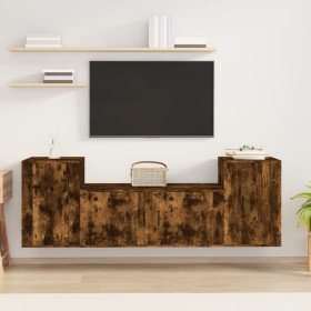 Set de muebles de TV 3 pzas madera contrachapada roble ahumado en Muebles TV | Comprar online en Foru.es
