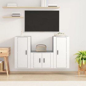 Set de muebles de TV 3 piezas madera contrachapada blanco en Muebles TV | Comprar online en Foru.es