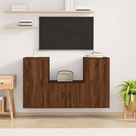 Set de muebles para TV 3 pzas madera contrachapada roble marrón en Muebles TV | Comprar online en Foru.es