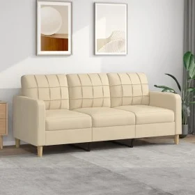 Sofá de 3 plazas de tela crema 180 cm de vidaXL, Sofás - Ref: Foro24-359101, Precio: 253,58 €, Descuento: %