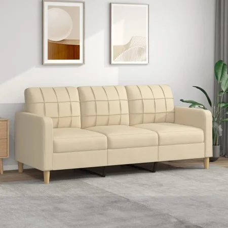 Sofá de 3 plazas de tela crema 180 cm de vidaXL, Sofás - Ref: Foro24-359101, Precio: 253,58 €, Descuento: %