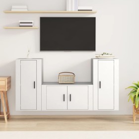 Set de muebles de TV 3 piezas madera contrachapada blanco en Muebles TV | Comprar online en Foru.es