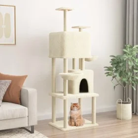 Rascador para gatos con postes de sisal crema 180 cm de vidaXL, Mobiliario para gatos - Ref: Foro24-172031, Precio: 99,69 €, ...