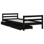 Children's bed frame with black pine wood drawers 90x200cm by vidaXL, Cribs and beds for children - Ref: Foro24-834440, Price...