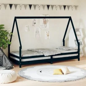 Estructura de cama para niños madera de pino negro 80x200 cm de vidaXL, Cunas y camas para niños - Ref: Foro24-834482, Precio...