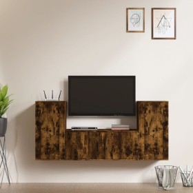 Set de muebles de TV 3 pzas madera contrachapada roble ahumado en Muebles TV | Comprar online en Foru.es