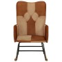 Mecedora de cuero auténtico y lona marrón de vidaXL, Mecedoras - Ref: Foro24-339691, Precio: 125,27 €, Descuento: %