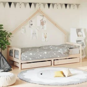 Children's bed frame with pine wood drawers 80x200 cm by vidaXL, Cribs and beds for children - Ref: Foro24-834549, Price: 117...