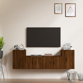 Set de muebles para TV 4 pzas madera contrachapada marrón roble en Muebles TV | Comprar online en Foru.es