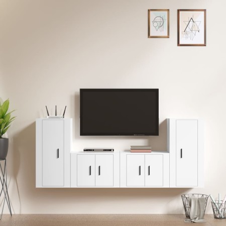 Set de muebles para TV 4 piezas madera contrachapada blanco en Muebles TV | Comprar online en Foru.es