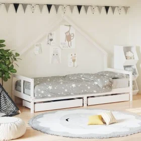 Kinderbettgestell mit Schubladen aus weißem Kiefernholz, 80 x 200 cm von vidaXL, Kinderbetten und Betten für Kinder - Ref: Fo...