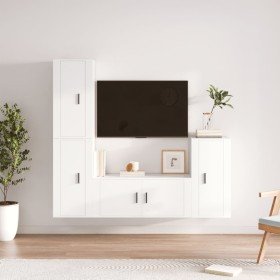 Set de muebles para TV 4 piezas madera contrachapada blanco en Muebles TV | Comprar online en Foru.es