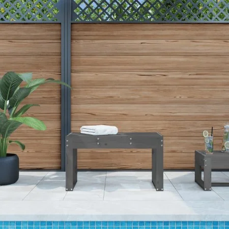 Banco de jardín madera maciza de pino gris 80x38x45 cm de vidaXL, Bancos de jardín - Ref: Foro24-825088, Precio: 65,40 €, Des...
