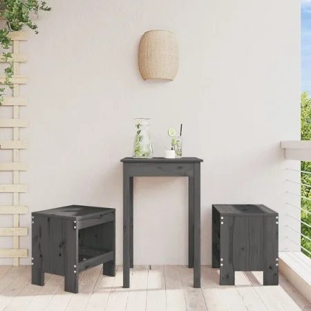Taburetes de jardín 2 uds madera maciza pino gris 40x36x45 cm de vidaXL, Sillas de jardín - Ref: Foro24-825340, Precio: 75,00...