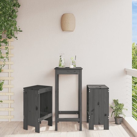 Taburetes de cocina 2 uds madera maciza pino gris 40x36x75 cm de vidaXL, Sillas de jardín - Ref: Foro24-825347, Precio: 96,01...