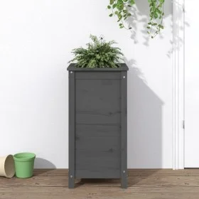 Jardinera madera maciza de pino gris 40x40x78 cm de vidaXL, Maceteros y jardineras - Ref: Foro24-825277, Precio: 79,86 €, Des...