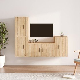 Set de muebles para TV 4 pzas madera contrachapada roble Sonoma en Muebles TV | Comprar online en Foru.es