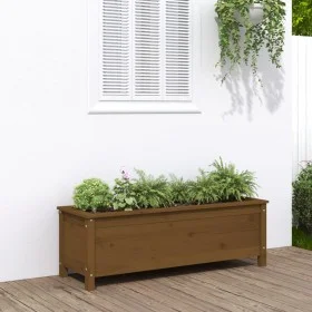 Arriate elevado de jardín madera pino marrón miel 119,5x40x39cm de vidaXL, Maceteros y jardineras - Ref: Foro24-825264, Preci...