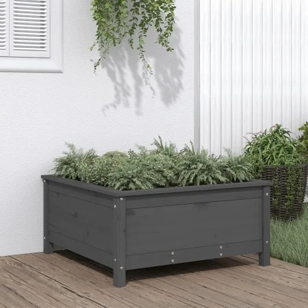 Jardinera madera maciza de pino gris 82,5x82,5x39 cm de vidaXL, Maceteros y jardineras - Ref: Foro24-825298, Precio: 104,24 €...