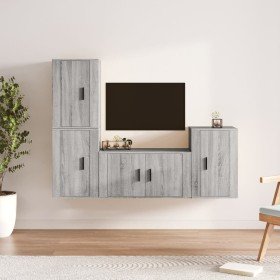 Set de muebles para TV 4 pzas madera contrachapada gris Sonoma en Muebles TV | Comprar online en Foru.es