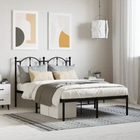 Bed frame with black metal headboard 120x190 cm by vidaXL, Beds and slatted bases - Ref: Foro24-353436, Price: 108,96 €, Disc...