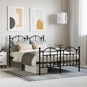 Estructura de cama cabecero y estribo metal negro 120x200 cm de vidaXL, Camas y somieres - Ref: Foro24-353455, Precio: 111,25...