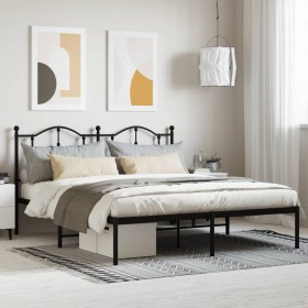 Estructura de cama con cabecero metal negro 183x213 cm de vidaXL, Camas y somieres - Ref: Foro24-353444, Precio: 127,10 €, De...