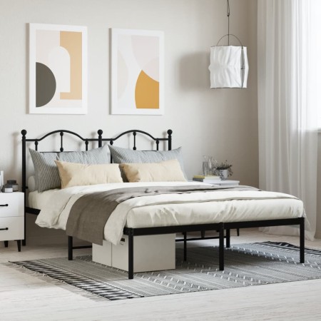 Estructura de cama con cabecero metal negro 140x190 cm de vidaXL, Camas y somieres - Ref: Foro24-353439, Precio: 103,42 €, De...