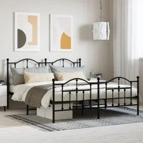 Estructura de cama cabecero y estribo metal negro 183x213cm de vidaXL, Camas y somieres - Ref: Foro24-353462, Precio: 133,85 ...
