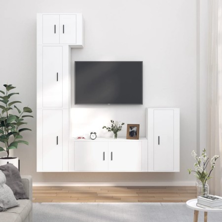 Set de muebles para TV 5 piezas madera contrachapada blanco en Muebles TV | Comprar online en Foru.es