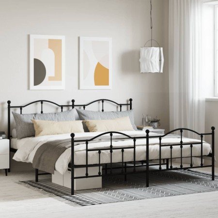 Estructura de cama cabecero y estribo metal negro 193x203cm de vidaXL, Camas y somieres - Ref: Foro24-353463, Precio: 148,19 ...
