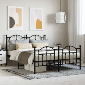 Estructura de cama cabecero y estribo metal negro 140x190 cm de vidaXL, Camas y somieres - Ref: Foro24-353457, Precio: 123,04...