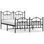 Estructura de cama cabecero y estribo metal negro 140x190 cm de vidaXL, Camas y somieres - Ref: Foro24-353457, Precio: 123,04...