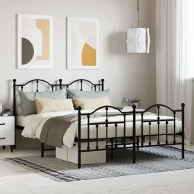 Estructura de cama cabecero y estribo metal negro 140x200 cm de vidaXL, Camas y somieres - Ref: Foro24-353458, Precio: 140,80...