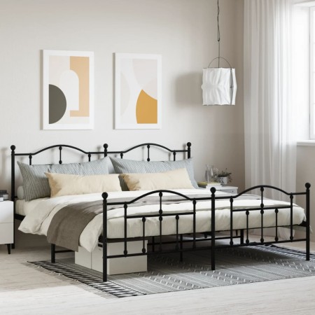 Estructura de cama cabecero y estribo metal negro 200x200 cm de vidaXL, Camas y somieres - Ref: Foro24-353464, Precio: 151,07...