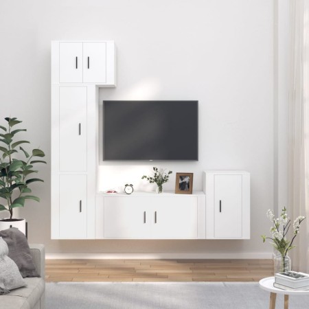 Set de muebles para TV 5 piezas madera contrachapada blanco en Muebles TV | Comprar online en Foru.es