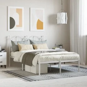 Metal bed frame with white headboard 120x200 cm by vidaXL, Beds and slatted bases - Ref: Foro24-353486, Price: 100,79 €, Disc...